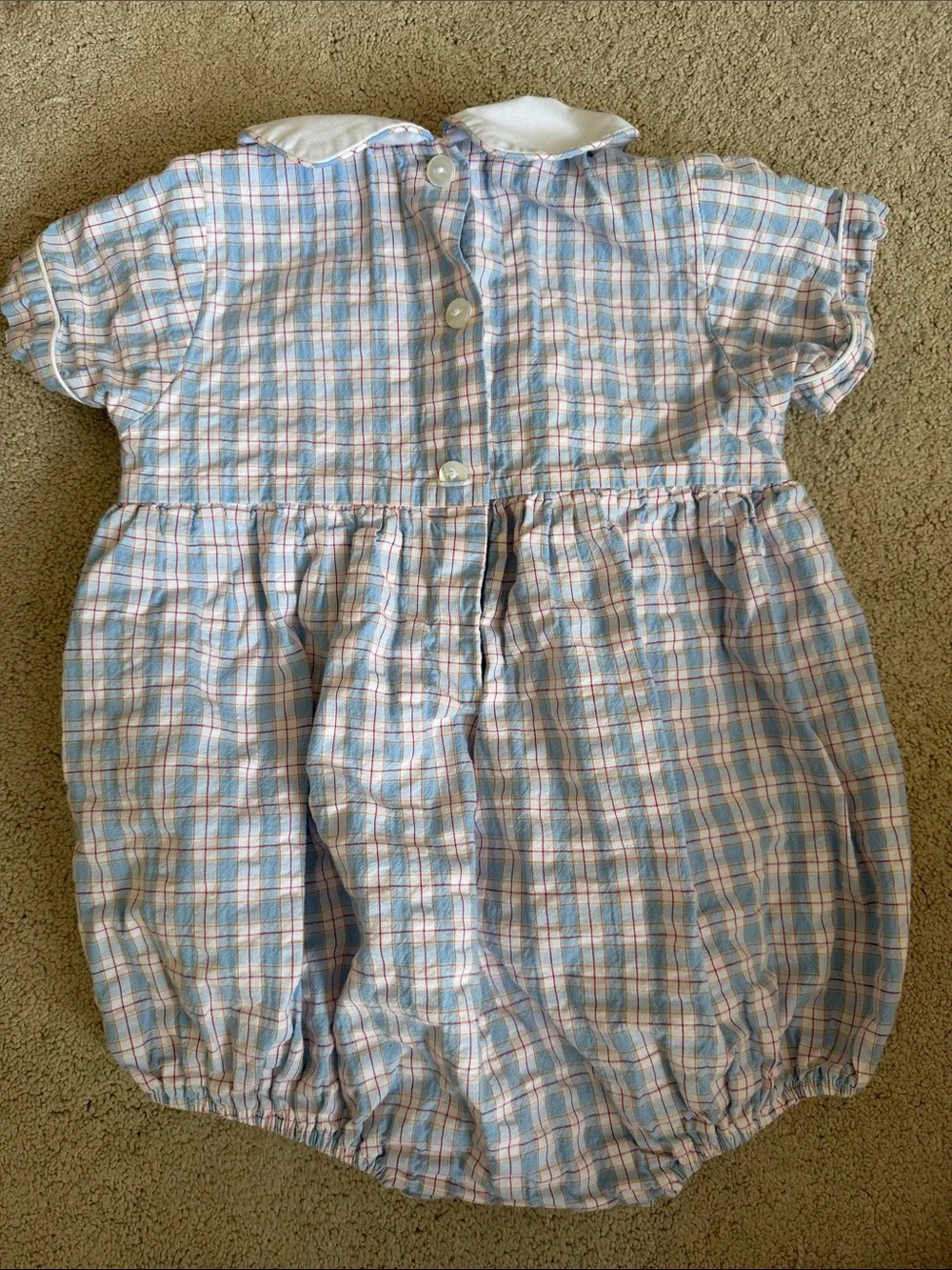 Velani Classics Baby Bubble Romper in Blue Plaid